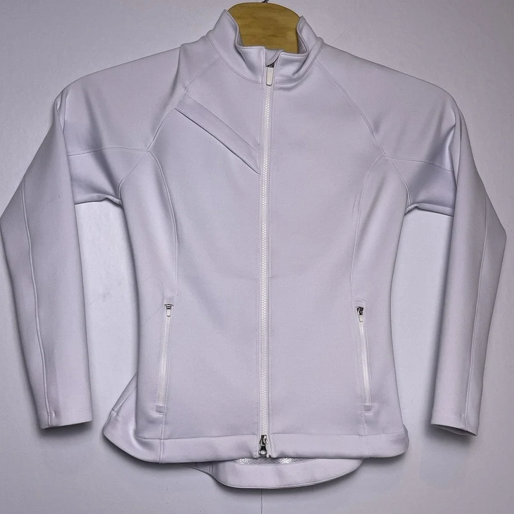 IBKUL Women's Small White Full Zip Jacket‎ Icefil Cooling UPF 50+ Mock Neck
